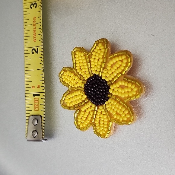 BEADED SUNFLOWER Boho  Embellished Brooch Pin - Picture 3 of 4